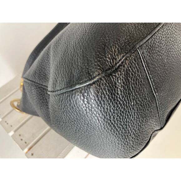 MICHAEL KORS, LARGE BLACK PEBBLED LEATHER HANDBAG - Picture 12 of 16